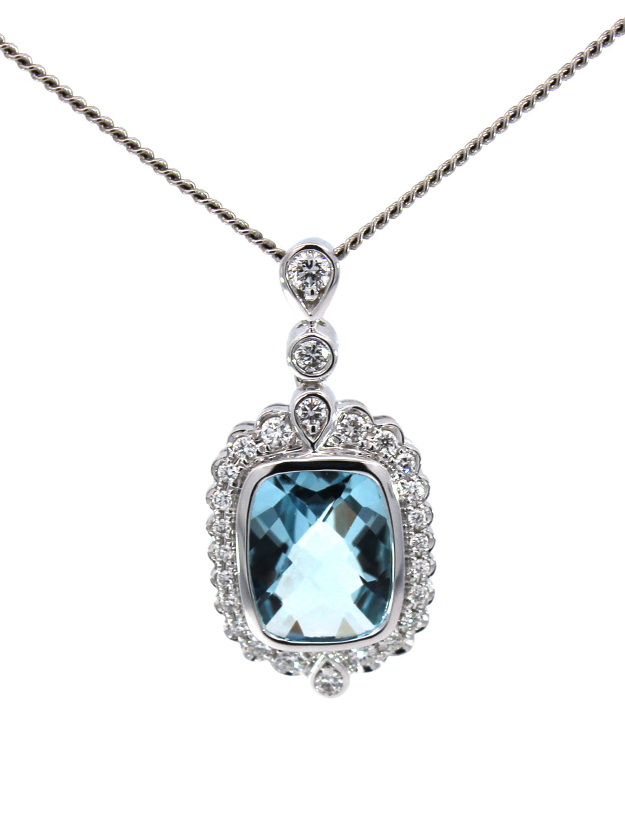 Aquamarine & Diamond Pendant House of Bond